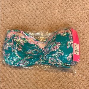 Lilly Pulitzer Teal and Pink Floral Bikini Top